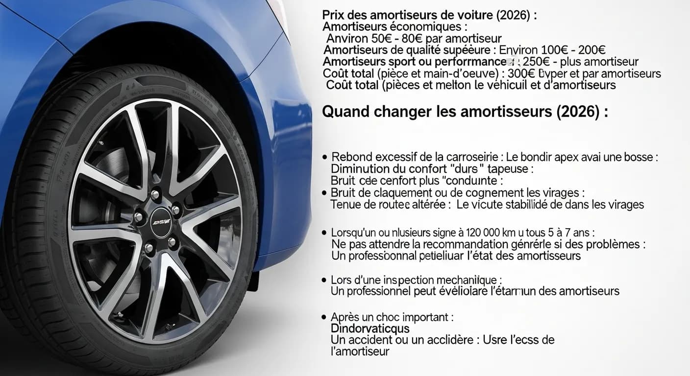 Amortisseurs voiture : prix, signes d'usure et quand les changer en 2026