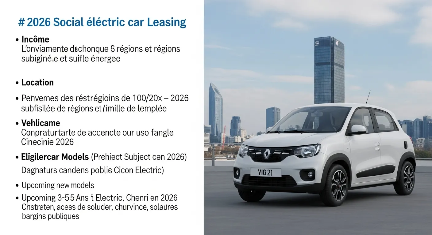 Leasing social 2026 : voiture électrique à 100 €/mois, modèles éligibles