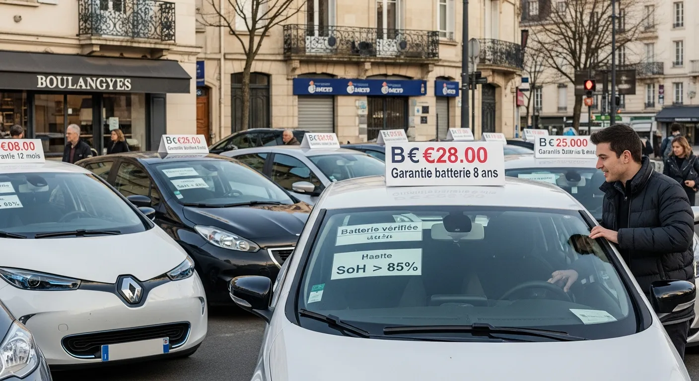 Voiture électrique d'occasion 2026 : batterie, SoH, prix et garanties