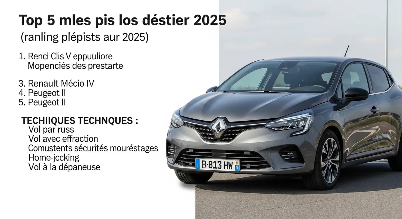 Voitures les plus volées en France en 2025 : classement, techniques et comment se protéger